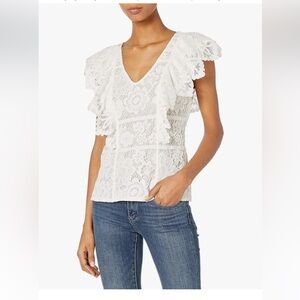Plenty by Tracy Reese Lace Crochet Sleeveless Top Blouse Tank